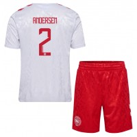 Camisa de Futebol Dinamarca Joachim Andersen #2 Equipamento Secundário Infantil Europeu 2024 Manga Curta (+ Calças curtas)